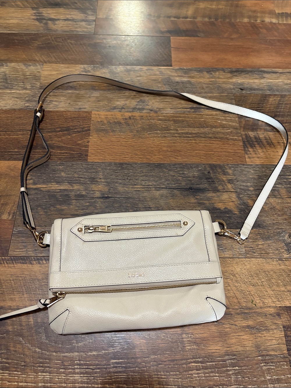 Lodis Cream Leather Crossbody Bag